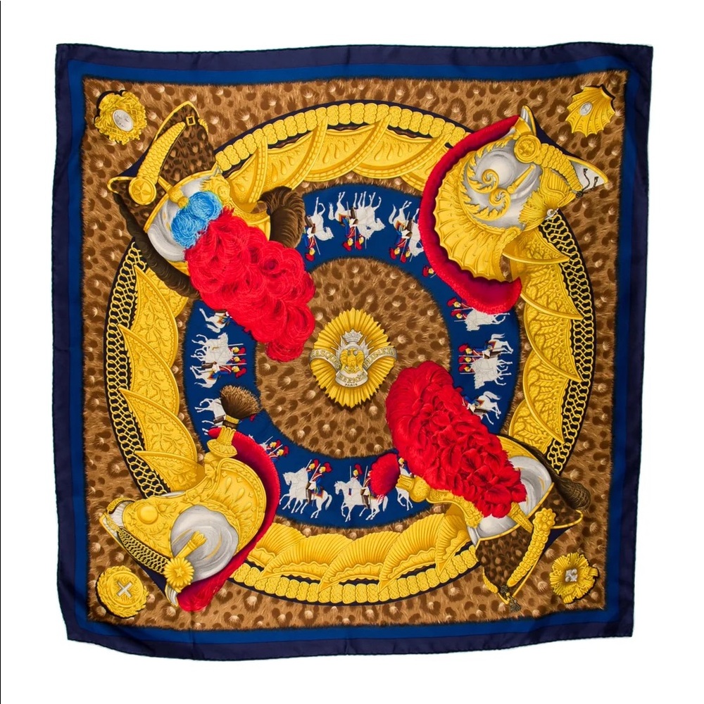 Hermes Casques et Plumets Silk Scarf- Vintage
